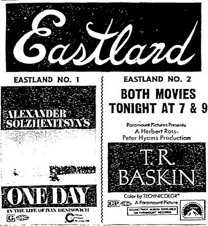 Eastland Twin Theatres - Dec 7 1971 Ad (newer photo)